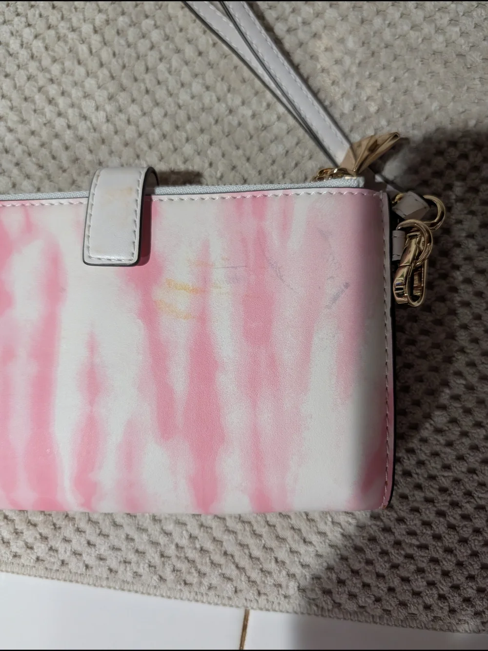 Michael Kors Pink and White Tie-Dye Wristlet